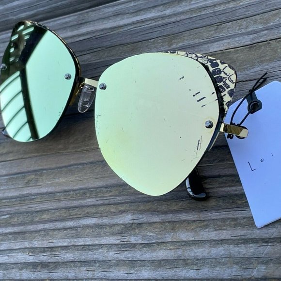Leith Sunglasses Women Sunglasses UV Protect Gold Plated Cat Eyes Mirror Lenses - Picture 12 of 12